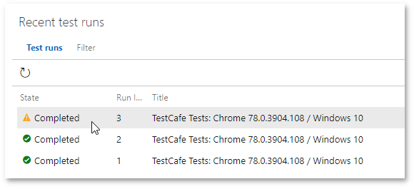 Test Runs - Open a Run